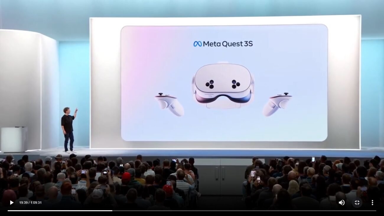 Photo of Mark Zuckerberg announcing the new Meta Quest 3S MR headset at Meta Connect 2024